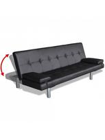 sofos lovos oda - Sofa-lova VLX Artificial Leather 241722, juoda, 168 x 77 x 66 cm - 3 nuotrauka