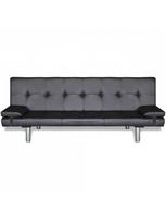 sofos lovos oda - Sofa-lova VLX Artificial Leather 241722, juoda, 168 x 77 x 66 cm - 4 nuotrauka