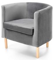 Fotelis Halmar Clubby 2, pilkas, 66 cm x 58 cm x 64 cm