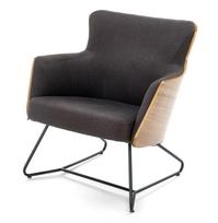 Fotelis Halmar Chillout, juodas/riešuto/tamsiai pilka, 67 cm x 74 cm x 79 cm