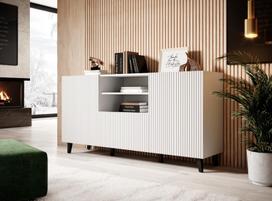 d1s - Komoda Halmar Pafos 150 2D1S, balta, 150 x 40 x 82 cm - 3 nuotrauka