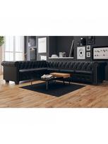 sofa kampine oda - Kampinė sofa VLX Chesterfield 243617, juoda, 260 x 205 x 37 cm - 1 nuotrauka