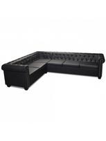 sofa kampine oda - Kampinė sofa VLX Chesterfield 243617, juoda, 260 x 205 x 37 cm - 2 nuotrauka