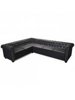 sofa kampine oda - Kampinė sofa VLX Chesterfield 243617, juoda, 260 x 205 x 37 cm - 3 nuotrauka