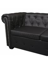 sofa kampine oda - Kampinė sofa VLX Chesterfield 243617, juoda, 260 x 205 x 37 cm - 4 nuotrauka