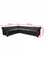 sofa kampine oda - Kampinė sofa VLX Chesterfield 243617, juoda, 260 x 205 x 37 cm - 6 nuotrauka