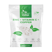 cinkas vitaminai -  RAW POWDERS CINKAS + VITAMINAS C + VARIS, 90 kapsulių - 1 nuotrauka