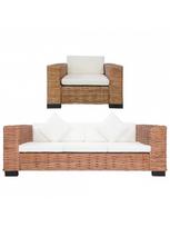 foteliai su kreslu - Fotelis VLX Natural Rattan 283081, rudas, 78 cm x 95 cm x 67 cm - 1 nuotrauka