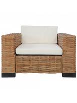 foteliai su kreslu - Fotelis VLX Natural Rattan 283081, rudas, 78 cm x 95 cm x 67 cm - 3 nuotrauka