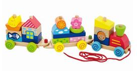 zaislimis traukinys - Viga Pull Along Stacking Train 50089 - 1 nuotrauka