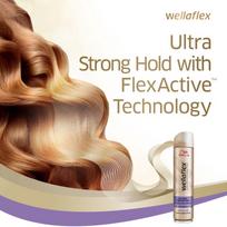 wellaflex lakas - Pilnumo suteikiantis plaukų lakas Wellaflex Fullness to Thin Ultra Strong Hold 250 ml - 7 nuotrauka