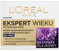 kremai nuo rauksliu - L'Oréal Age Specialist Expert Age 60+ anti-wrinkle night cream rebuilding 50ml - 2 nuotrauka