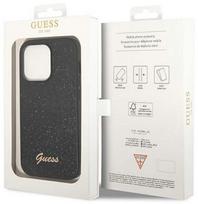 iphone 14 pro max dekliuka - Guess "PC/ TPU Glitter Flakes Metal Logo Case iPhone 14 Pro Max" Black - 8 nuotrauka