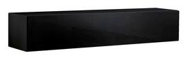 sekcija juoda - ASM Fly E Living Room Wall Unit Set Vertical Glass Black/Black Gloss - 5 nuotrauka