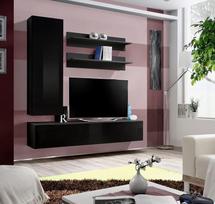 ASM Fly H Living Room Wall Unit Set Black/Black Gloss