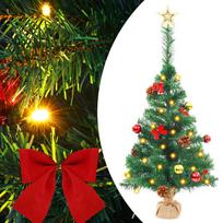 VidaXL dirbtinė kalėdų eglutė su žaisliukais ir LED, žalia, 64cm