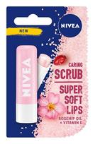 ersketroze - Nivea Caring Scrub Super Soft Lips Rosehip Oil lūpų šveitiklis-balzamas su erškėtrožių aliejumi - 4.8 g. - 1 nuotrauka