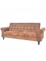 sofa 196 - Sofa-lova VLX Faux Suede Leather 245584, ruda, 196 x 85 x 82 cm - 1 nuotrauka