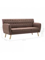 triviete sof - Sofa VLX 3-Seater Fabric 247126, ruda, 70 x 172 x 82 cm - 8 nuotrauka