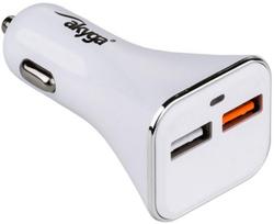Akyga Dual USB Quick Charge Car Charger White