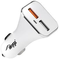 18w ikroviklis - Akyga Dual USB Quick Charge Car Charger White - 2 nuotrauka