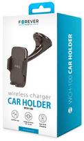 wireless telefono laikiklis - Forever Car Golder With Wireless Charger Black (Juodas) - 4 nuotrauka