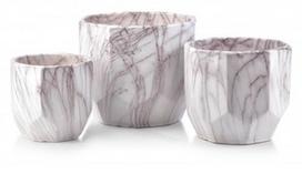 Vazonas Mondex Neva Marble Set HTYE2596, keramika, Ø 250 mm, baltas/pilkas