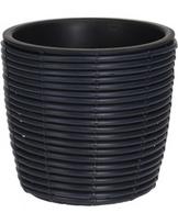 Vazonas Mondex HV800252, plastikinis/ratanas, Ø 400 mm, juodas
