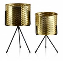 vazonai 30 cm - Stovas vazonams Mondex Swen HTOP1109, metalas, Ø 200 mm, aukso - 1 nuotrauka