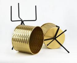 vazonai 30 cm - Stovas vazonams Mondex Swen HTOP1109, metalas, Ø 200 mm, aukso - 2 nuotrauka