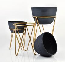 auksti vazonai - Stovas vazonams Mondex Swen HTOP6021, metalas, Ø 360 mm, aukso - 2 nuotrauka