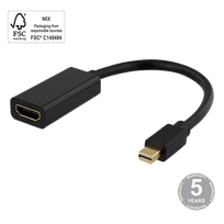 DELTACO HDMI - miniDisplayPort, 4K UHD 60Hz, 0,2m, juodas / 00110024