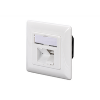 Digitus CAT 6A Class EA network outlet,shielded,2xRJ45,LSA pure white, flush mount,