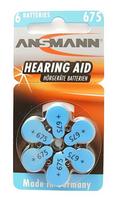 Ansmann 1x6 Ansmann Zinc-Air 675 (PR44) Hearing Aid Batteries