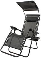 Garden sun lounger with a foldable gravity roof