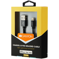 pakrovejas lightning - Canyon Metalic Shell USB To Apple Lightning Cable 1m Black - 4 nuotrauka