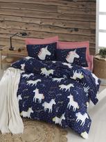 balta paklodes - Patalynės užvalkalų komplektas Mijolnir Magic Unicorn, baltas/geltonas/tamsiai mėlyna, 200x220 - 4 nuotrauka