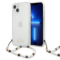 iphone 13 baltas - Guess "GUHCP13MKPSWH PC Script and White Pearls Case iPhone 13" Transparent - 1 nuotrauka