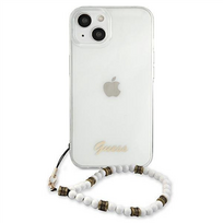 iphone 13 baltas - Guess "GUHCP13MKPSWH PC Script and White Pearls Case iPhone 13" Transparent - 3 nuotrauka