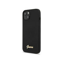 Guess "GUHMP13MLSLMGBK Silicone Script Gold Logo Case iPhone 13" Black