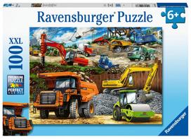 Dėlionė Ravensburger Construction Vehicles, 100 vnt.