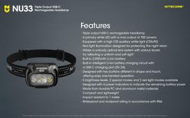 prozektoriai nitecore - Headlamp NU33 700lm NU33 - 5 nuotrauka