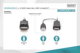 hdmi to displayport kabelis - ASSMANN AK-330111-020-S - 4 nuotrauka