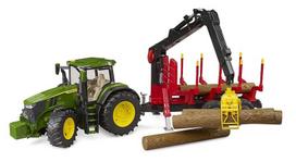traktoriuko priekaba - BRUDER traktorius John Deere 7R 350 su miško priekaba ir 4 rąstais, 03154 - 1 nuotrauka