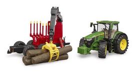 traktoriuko priekaba - BRUDER traktorius John Deere 7R 350 su miško priekaba ir 4 rąstais, 03154 - 5 nuotrauka