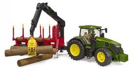 traktoriuko priekaba - BRUDER traktorius John Deere 7R 350 su miško priekaba ir 4 rąstais, 03154 - 6 nuotrauka
