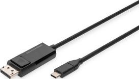 usb c to displayport 1.4 kabelis - Assmann Electronic DIGITUS USB Type-C to DisplayPort Bidirectional max. Resolution 8K 30Hz lenghts 2m Juodas - 1 nuotrauka