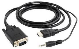 vga cable - Gembird Cable HDMI / VGA / 3.5mm Black 3m - 1 nuotrauka