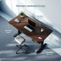 stalas desktronic - Desktronic HOME ONE, juodas/riešuto - 4 nuotrauka