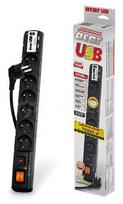 ilgintuva su rite - Acar Power Strip 6 Outlet Black 3m - 2 nuotrauka